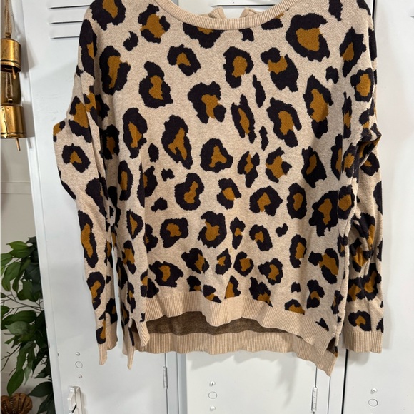 H&M Sweaters - H&M Leopard Print Sweater - Beige and Black